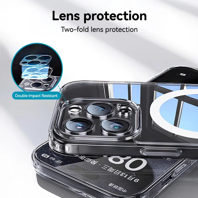 Joyroom Magnetic Case For iPhone 16 15 Pro Max Case Transparent Cover For iPhone 16 Wireless Charger Magnet Cover Anti Yellow