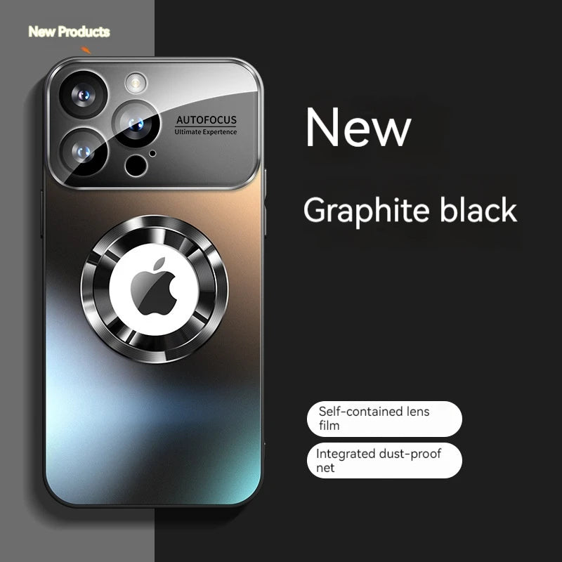 Fashionable Large Window Magnetic Phone Case,For iPhone 16 15 14 13 Pro Max, With Lens Protector,Magsafe Wireless Charging Case