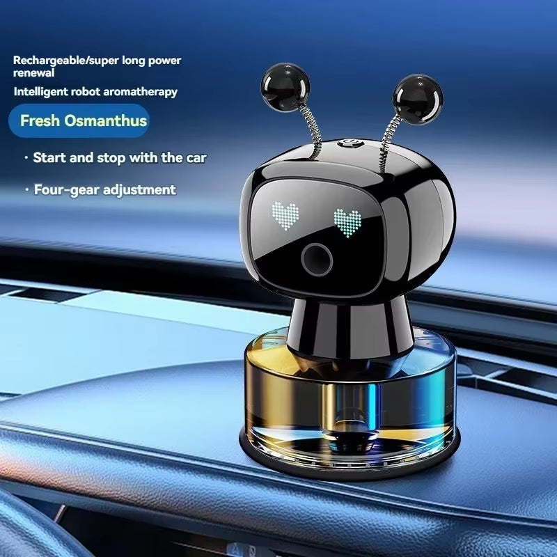 XMSJ Smart Car Air Freshener AI Rechargeable Car Aroma Diffuser Smart Eyes 4 Levels of Adjustable Intelligent Car Diffuser Gift