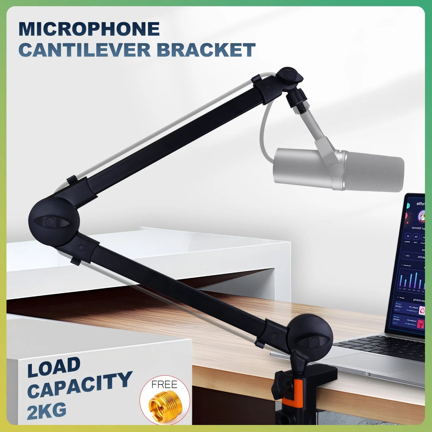 Microphone spring-free microphone cantilever stand live broadcast stand with built-in cable management clip desktop stand