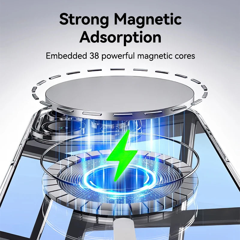 Joyroom Magnetic Case For iPhone 16 15 Pro Max Case Transparent Cover For iPhone 16 Wireless Charger Magnet Cover Anti Yellow