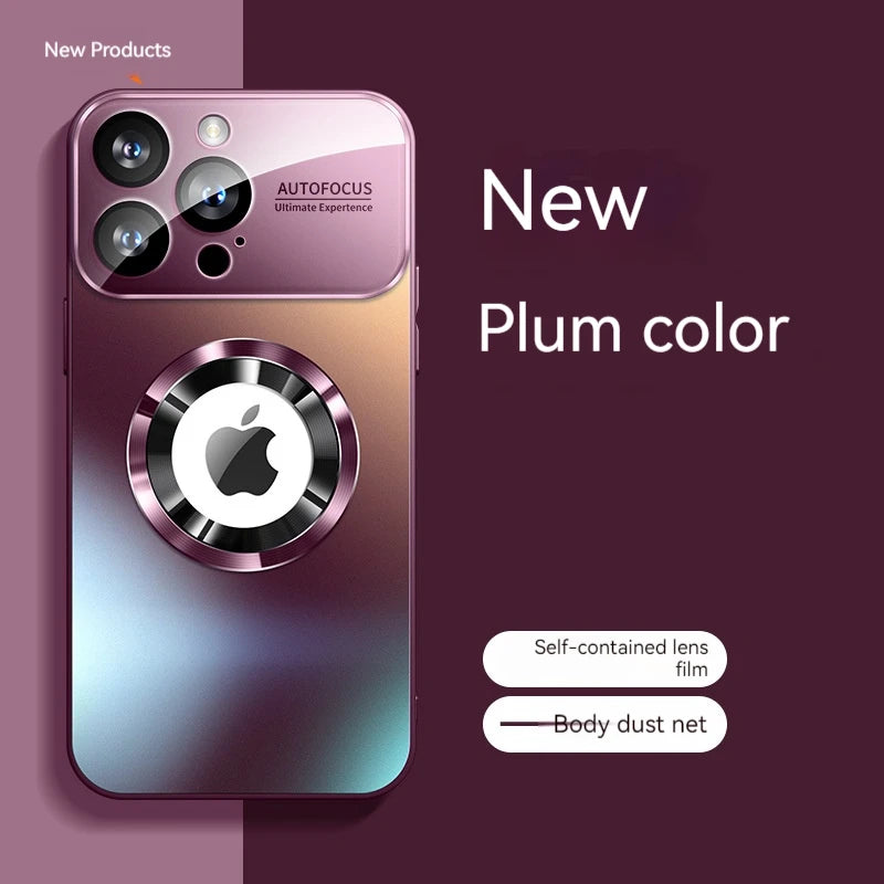 Fashionable Large Window Magnetic Phone Case,For iPhone 16 15 14 13 Pro Max, With Lens Protector,Magsafe Wireless Charging Case