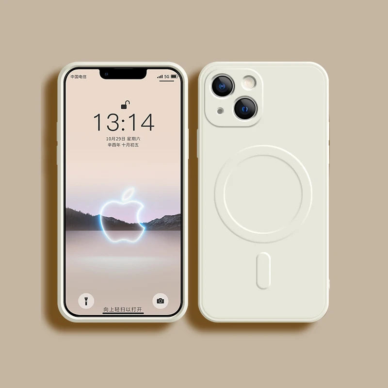 For Magsafe Magnetic Wireless Charge Case For iPhone 14 13 12 11 15 Pro Max Mini XR X S 7 8 Plus Soft Liquid Silicone Back Cover