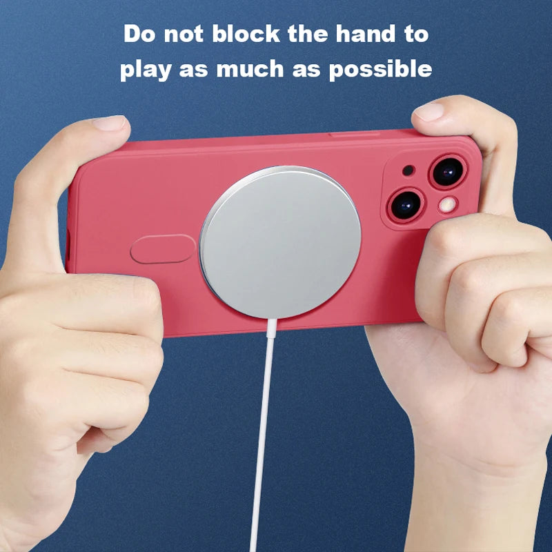 For Magsafe Magnetic Wireless Charge Case For iPhone 14 13 12 11 15 Pro Max Mini XR X S 7 8 Plus Soft Liquid Silicone Back Cover