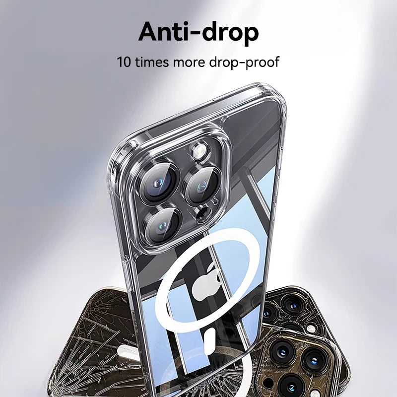 Joyroom Magnetic Case For iPhone 16 15 Pro Max Case Transparent Cover For iPhone 16 Wireless Charger Magnet Cover Anti Yellow