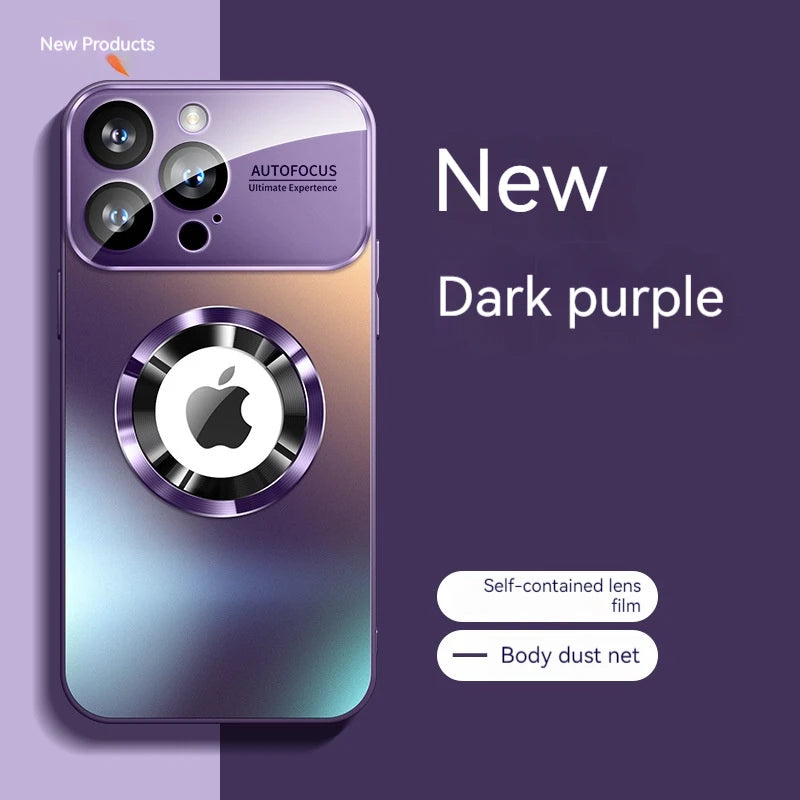 Fashionable Large Window Magnetic Phone Case,For iPhone 16 15 14 13 Pro Max, With Lens Protector,Magsafe Wireless Charging Case