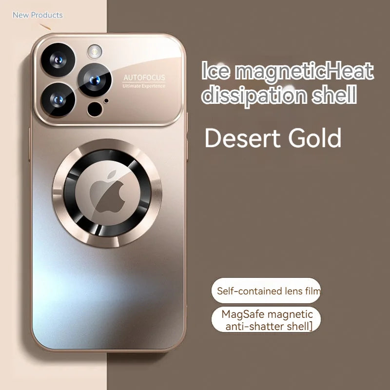 Fashionable Large Window Magnetic Phone Case,For iPhone 16 15 14 13 Pro Max, With Lens Protector,Magsafe Wireless Charging Case