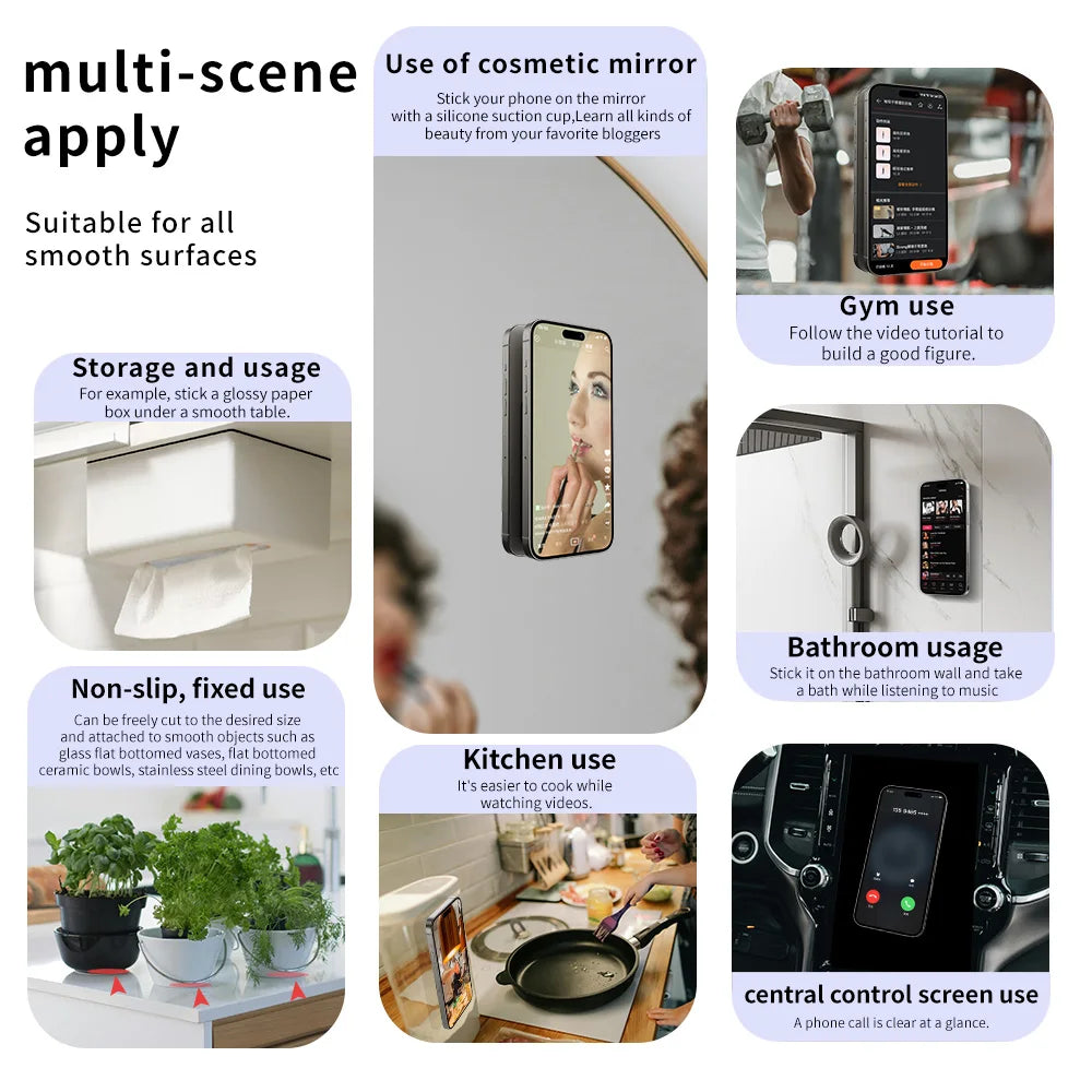 Double Sided Silicone Suction Cup Mobile Phone Fixing Suction Cup Car Mounted Bracket Phone Case Universal Anti Slip Suction Pad