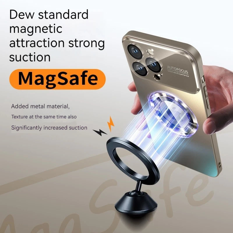 Fashionable Large Window Magnetic Phone Case,For iPhone 16 15 14 13 Pro Max, With Lens Protector,Magsafe Wireless Charging Case