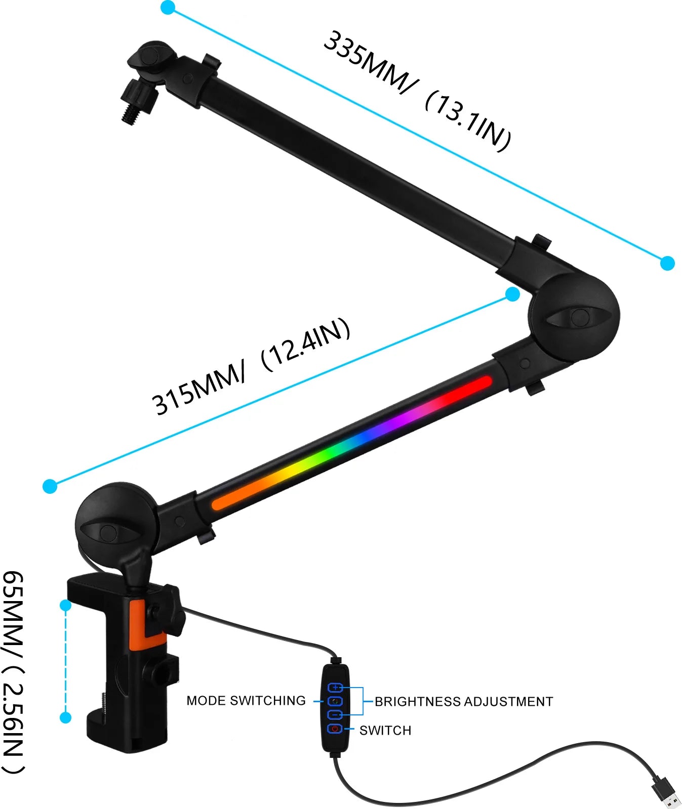 Microphone spring-free microphone cantilever stand live broadcast stand with built-in cable management clip desktop stand